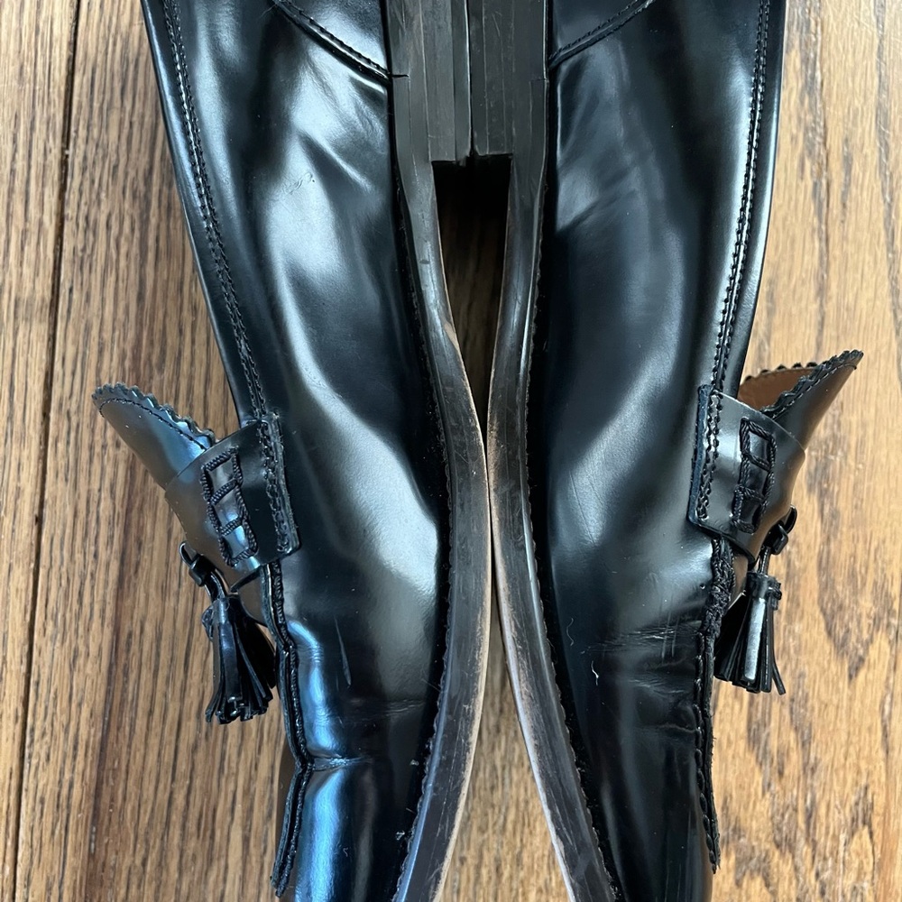 J Crew Black Leather Tassel Loafers ~ Sz 7.5 - Picture 9 of 16
